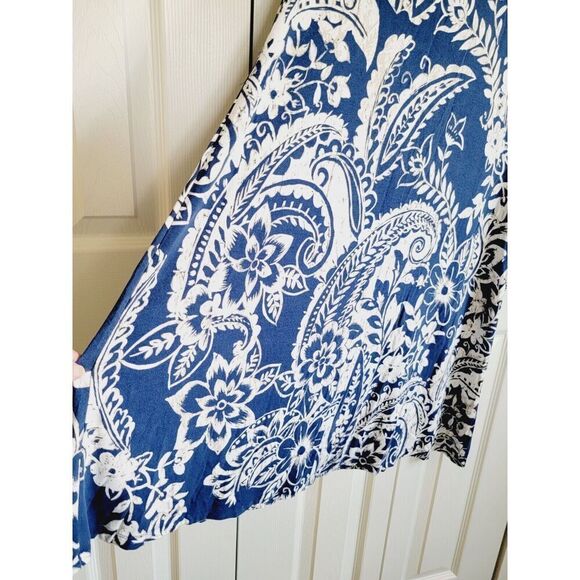 Chico’s 1 Blue/White Floral Paisley Sleeveless Stretch Tank Dress Medium 8/10 - Picture 4 of 7